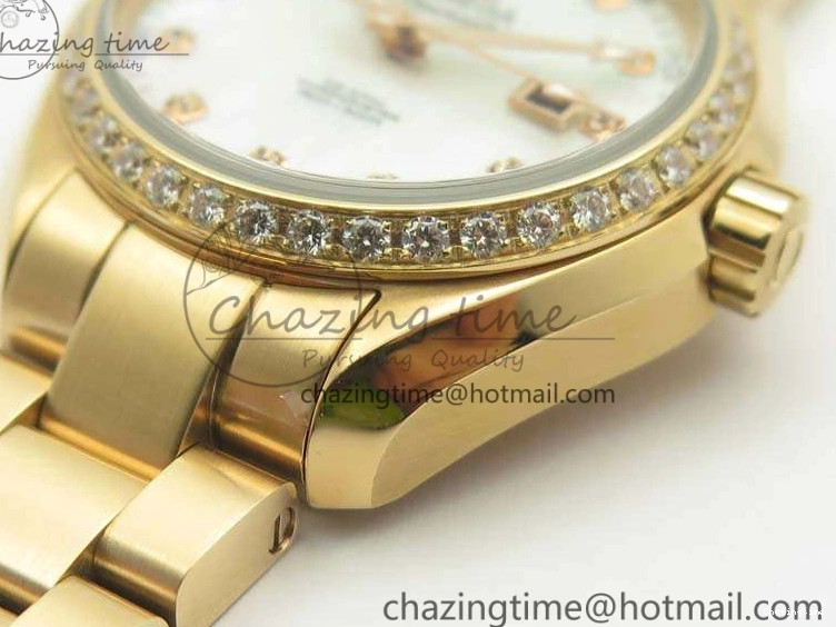 0515 Versatile Aqua Terra Ladies 35mm RG V6F Best Edition White MOP Dial Diam On RG Bracelet A 8104
